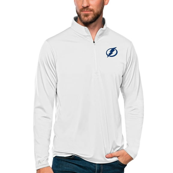 Men's Antigua White Tampa Bay Lightning Tribute Quarter-Zip Pullover Top