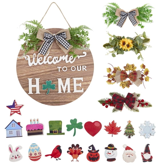 Wooden Welcome Sign Front Door Hanging Farmhouse Home Decor