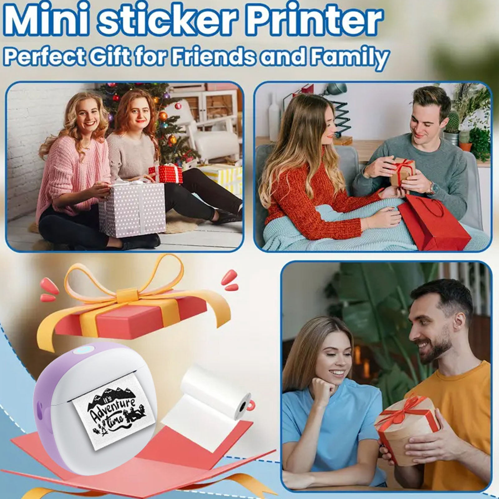 Pocket Sticker Printer Note Maker 1 Roll Paper Included Inkless Wireless Photo Maker for and School