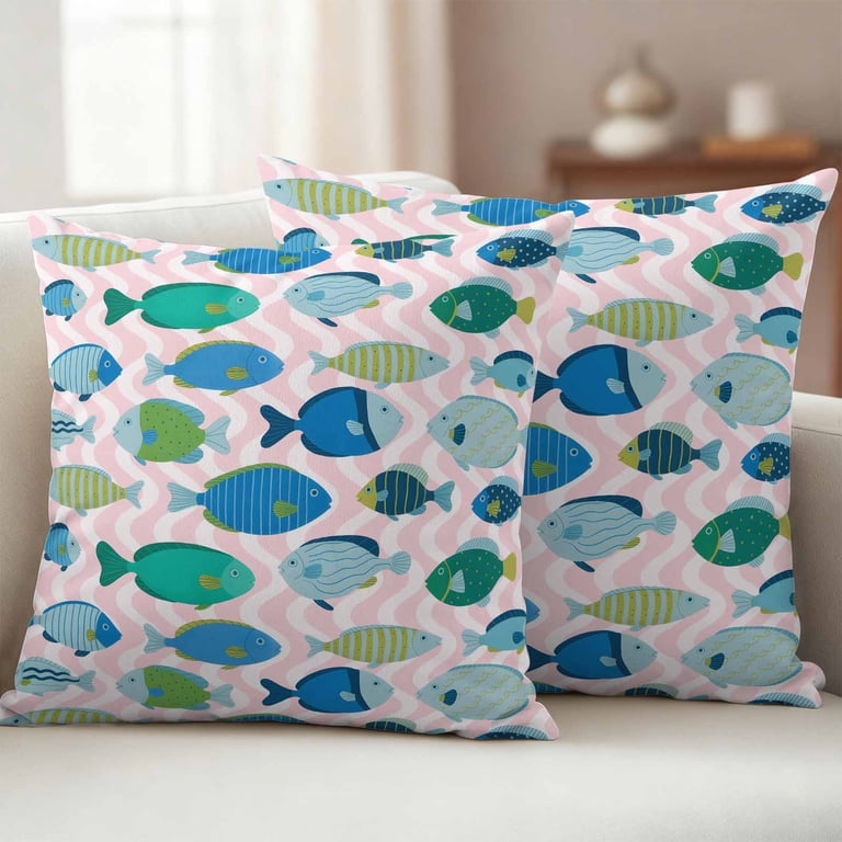 Swimmers Outdoor Pillow Covers – Set Of 2, 18x18 Inch Waterproof Cartoon Swim Print Cushion Cases For Patio, Porch & Garden Decor