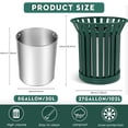 thumbnail image 3 of Chantmo Commercial Garbage Can 8 Gallon Round Metal Slatted Outdoor Heavy Duty Weather Resistant for Park School Beach Patio Green, 3 of 8