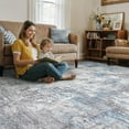 thumbnail image 3 of Uermei 8x10 Washable Area Rug: Modern Abstract Soft Non-Slip Indoor Rugs Home Decor - Low Pile Stain Resistant Foldable Carpet for Living Room Bedroom Dining Room Playroom Office - Blue Gray, 3 of 10