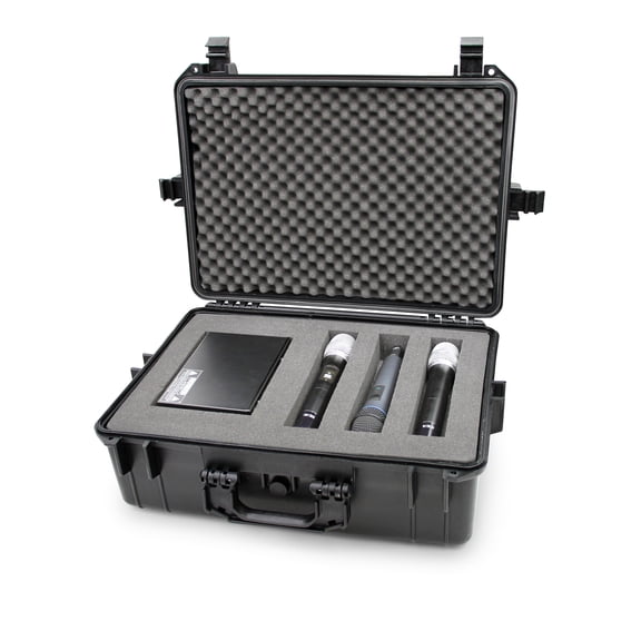 CM 23 inch Customizable Microphone Hard Case for Sennheiser , Shure , Audio-Technica , Nady Mics , VocoPro, AKG Receiver, Body Transmitter, UHF Headset, Lavalier and More - Case Only