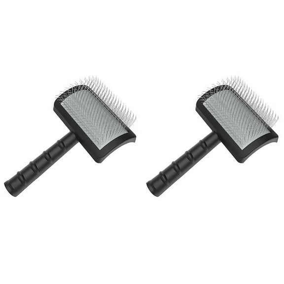 2X Firm Slicker Brush for Dogs- Extra Long Pin Large Dog Pet Grooming Wire and Deshedding(Black)