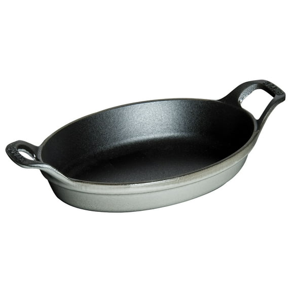 Staub Cast Iron 5.5" x 3.8" Mini Oval Gratin Baking Dish - Graphite Grey