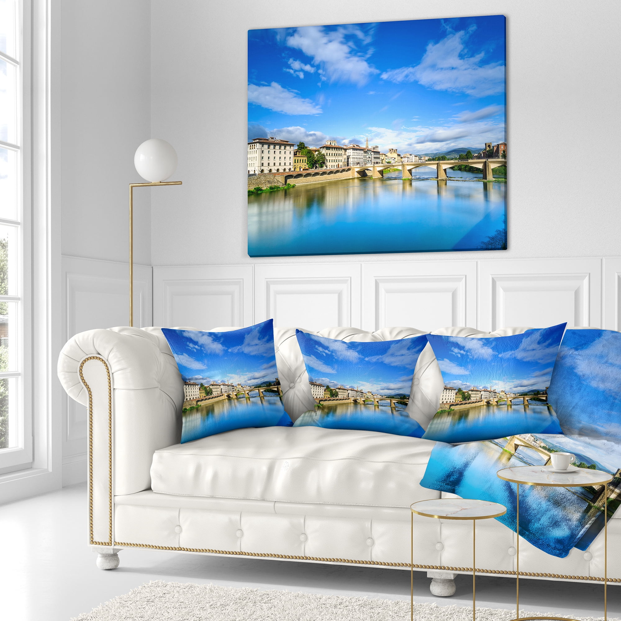 Designart Ponte Alle Grazie Florence Italy - Seashore Throw Pillow - 18x18