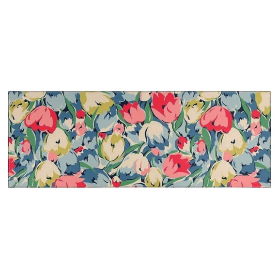 Pioneer Flower Floral Print Pattern Kitchen Rug Mat,Kitchen Runner Rugs Non Skid Washable,Decorative Kitchen Floor Mats for Kitchen,Sink,Laundry,17"X47"