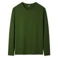 thumbnail image 2 of Fengqque Men's Regular-Fit Long-Sleeve Crewneck T-Shirts thermal Underwear Top Comfortable Pajamas Army Green L(L), 2 of 4