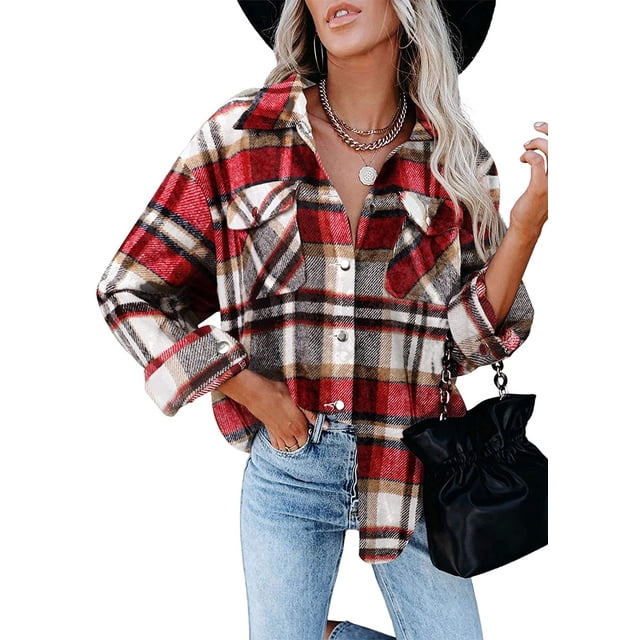Womens Corduroy Button Down Shirts Shacket Boyfriend Long Sleeve Oversized Blouses Tops Casual Collared Jacket