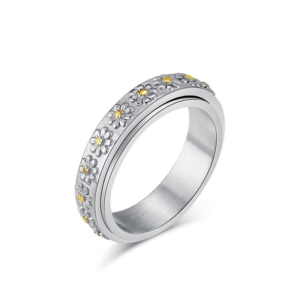 AQYYI Women's Daisy Ring 360° Rotatable Design Fashion Ring Size 8