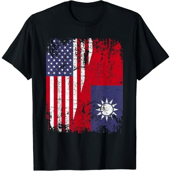 TAIWANESE ROOTS | Half American Flag | USA TAIWAN FLAG T-Shirt