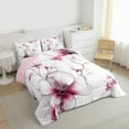 thumbnail image 3 of jejeloiu Country Floral Full Size Comforter Sets,Natural Plant Bedding Comforter Set,White Pink Bedding Sets For Adults,Luxury Bedroom Decor Reversible,3pcs, 3 of 8
