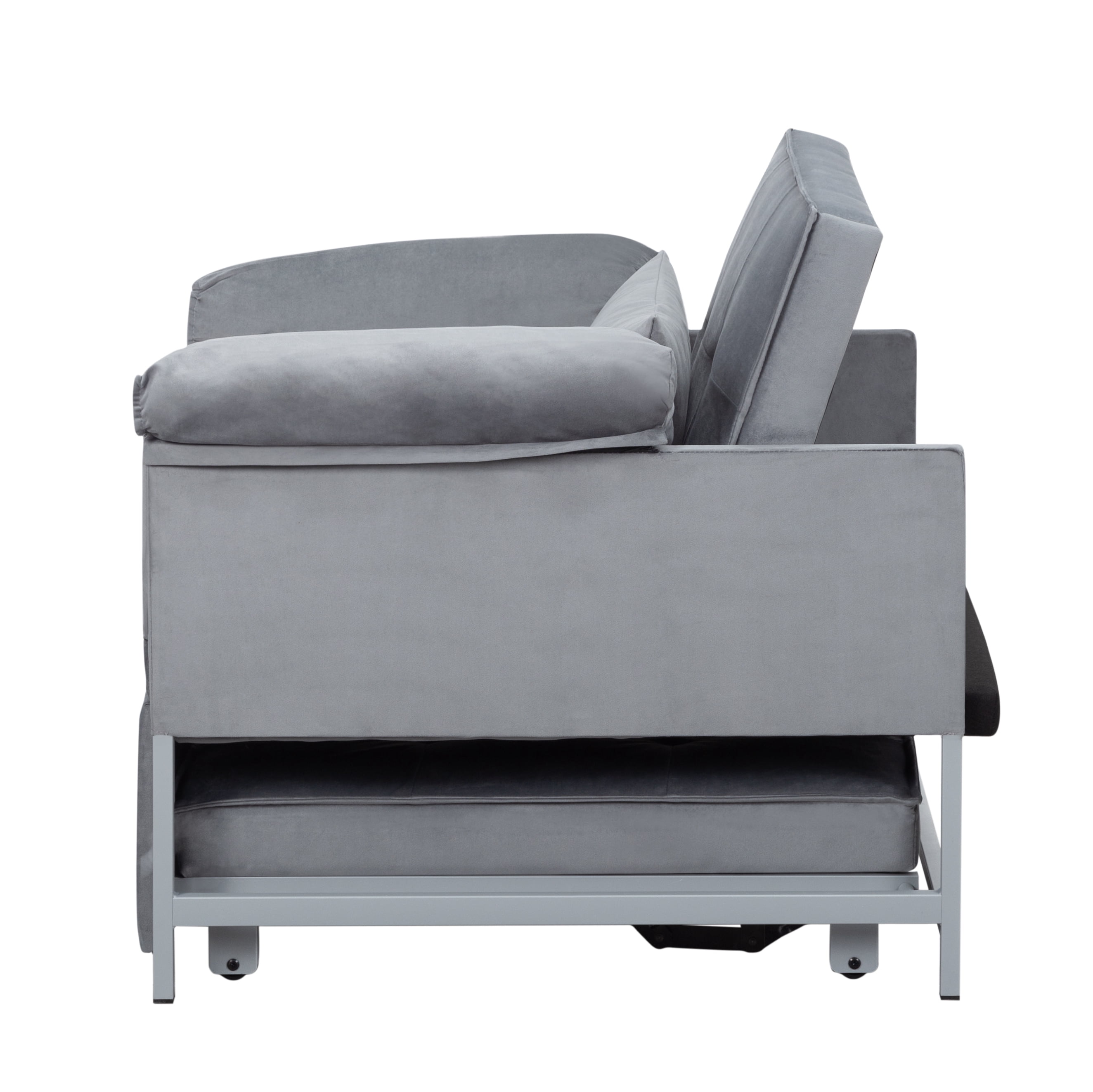 Gewnee 34.3 Inch Convertible Pull-Out Sleeper Chair,Foldable Sofa Bed with Pillow,3-Position Reclining Back,Small Space Loveseat for Living Room,Office,Guest Room.Velvet Grey
