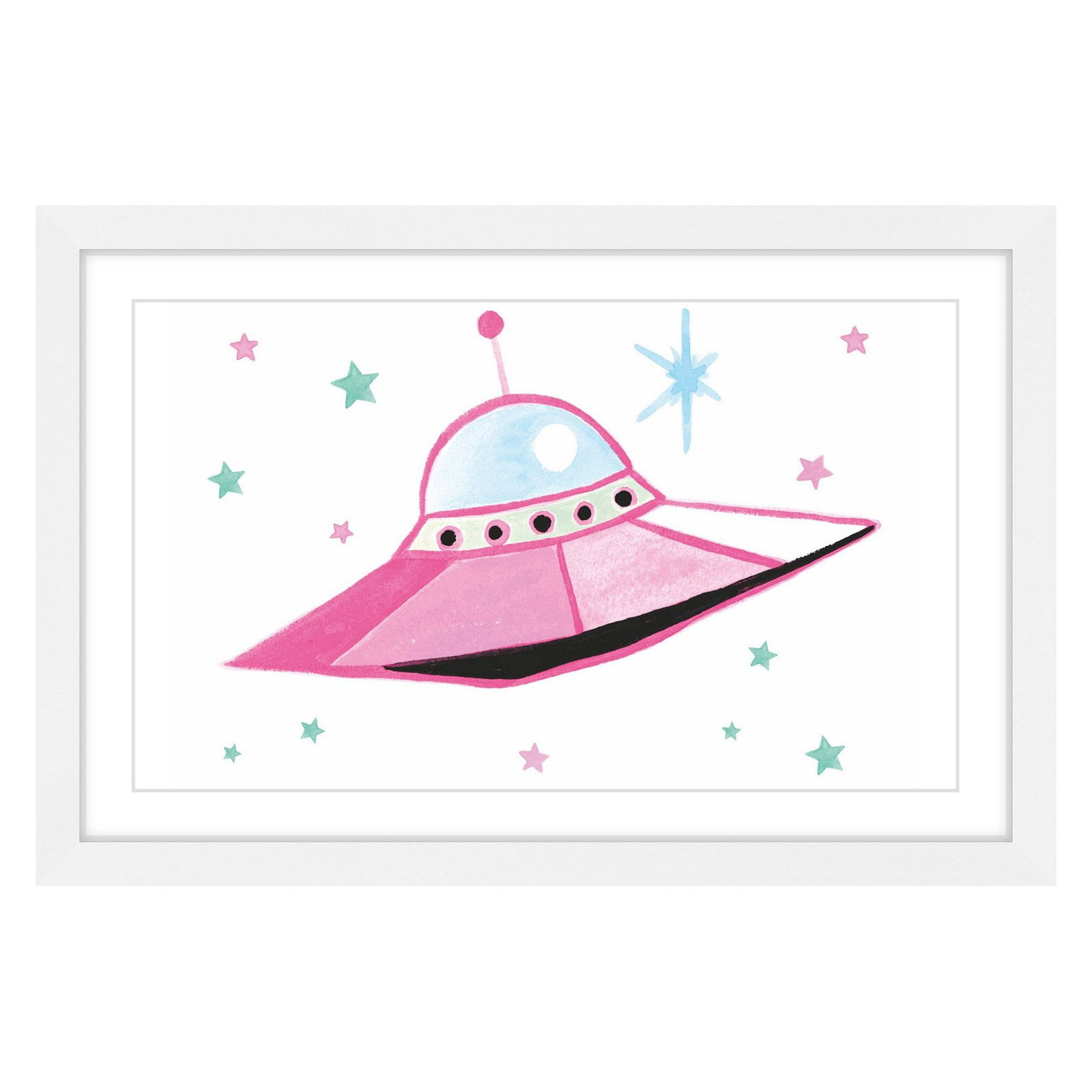 Marmont Hill "Ufo" By Molly Rosner Framed Painting Art Print, 24.0" x 1.5"