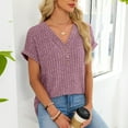 thumbnail image 2 of yillto Womens Short Sleeve Sweater Fashion V Neck Loose Knit Pullover Tops Summer Lightweight Blouses, 2 of 7