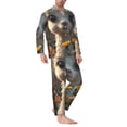 thumbnail image 6 of Salouo Adorable Llama In Flowers Print Button-Front Long Sleeve Pajama Set for Men, Soft 2Pjs Men's Long Sleeve Sleepwear -XX-Large, 6 of 7