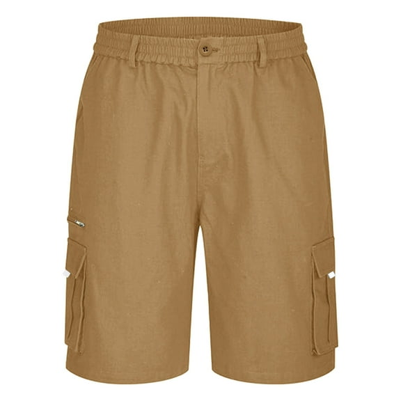 HCNTES Cargo Shorts for Men,2025 Summer Casual Elastic Waist Bermuda Shorts Loose Fit Knee Length Shorts with Multi Pockets(Brown,XXL)