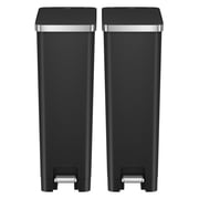 EKO Hana Step Trash Can, 2-Pack, 8-Gallon Each, Black Plastic