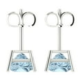 thumbnail image 4 of 14K Solid Gold Push Back Stud Earrings for Women | 4 cttw Princess Cut Natural Swiss Blue Topaz | White Gold, 4 of 5