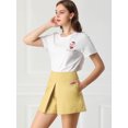 thumbnail image 3 of Allegra K Mujeres Casual Lazo Corbata Alta Cintura Vintage Papel Bolso Cortos Pantalones Beige L Unique Bargains Pantalones, 3 of 6