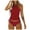 Wine, variant on Women's Bikini Set Backless Solid Color Two Piece Swimsuit with Removable Bra Pads No Underwire for Beach Vacation,Black,L
