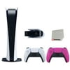 Sony Playstation 5 Digital Edition Console (Japan Import) with Extra Pink Controller and 1080p HD Camera Bundle with Cleaning Cloth