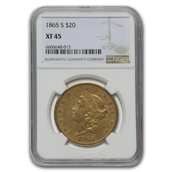 1865-S $20 Liberty Gold Double Eagle XF-45 NGC