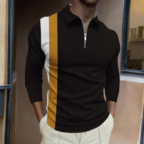 Blusa y camisa de manga larga con cuello vuelto para hombre, jersey de solapa de manga corta, top deportivo de manga corta con solapa, blusa de poliéster para hombre