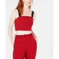 thumbnail image 4 of Line & Dot Womens 2-Tone Crop Top Blouse, Red, Small, 4 of 5
