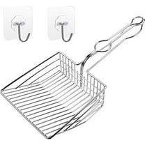 Metal Cat Litter Scoop, Fast and Clean Clumping Kitty Litter Scooper with Holder, Flat Ledging Edge,1 2pcs