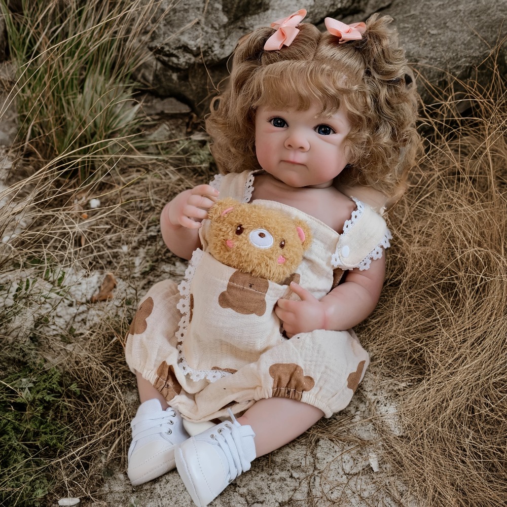 18-Inch Realistic  Reborn Baby Dolls Vinyl Bear Head Printed Bodysuit, Full Vinyl Bettie Hat Handmade Reborn Doll