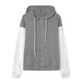 thumbnail image 5 of KkSLirnhs Sweatshirts for Women Plus Size Women's Fashion Fashion Solid Color Pocket Long Sleeve Loose Hooded Top Coat M Gray, 5 of 6