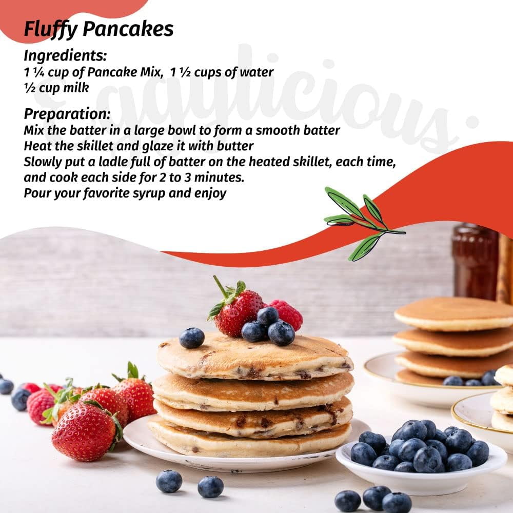 Eggylicious- PACK of 4 - Pancake/Waffle Mix – Made w/ Premium Ingredients – Classic Recipe – Delicious Breakfast – Loved by Kids & Adults – 1 lbs. Easy Store Jar