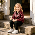 thumbnail image 5 of GYRATEDREAM Toddler Girls Faux Leather Motorcycle Jacket Lapel Zip Up Biker Coat Kids Fall Outerwear, 2-8Y, 5 of 7