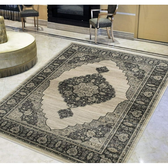Fissile/Ivory/Beige Persian Tabriz Floral Pattern Distressed – Modern Vintage Area Rug