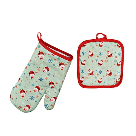 

Flash Sale! Heat Glove Hilingoto Oven Socks Christmas Microwave Oven Gloves Set Anti-Scald and High-Temperature Oven Gloves Christmas Insulated Anti-Scalding Oven Mitts Two-Piece Set Light Green