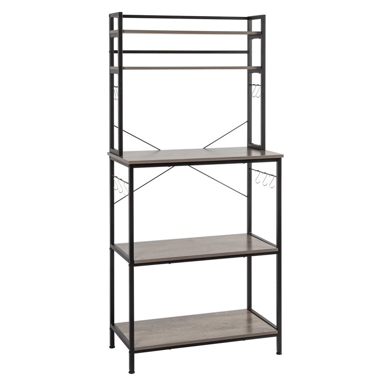Gzxs Industrial 5-Tier Kitchen Bakers Rack with 10 S-Shaped Hooks