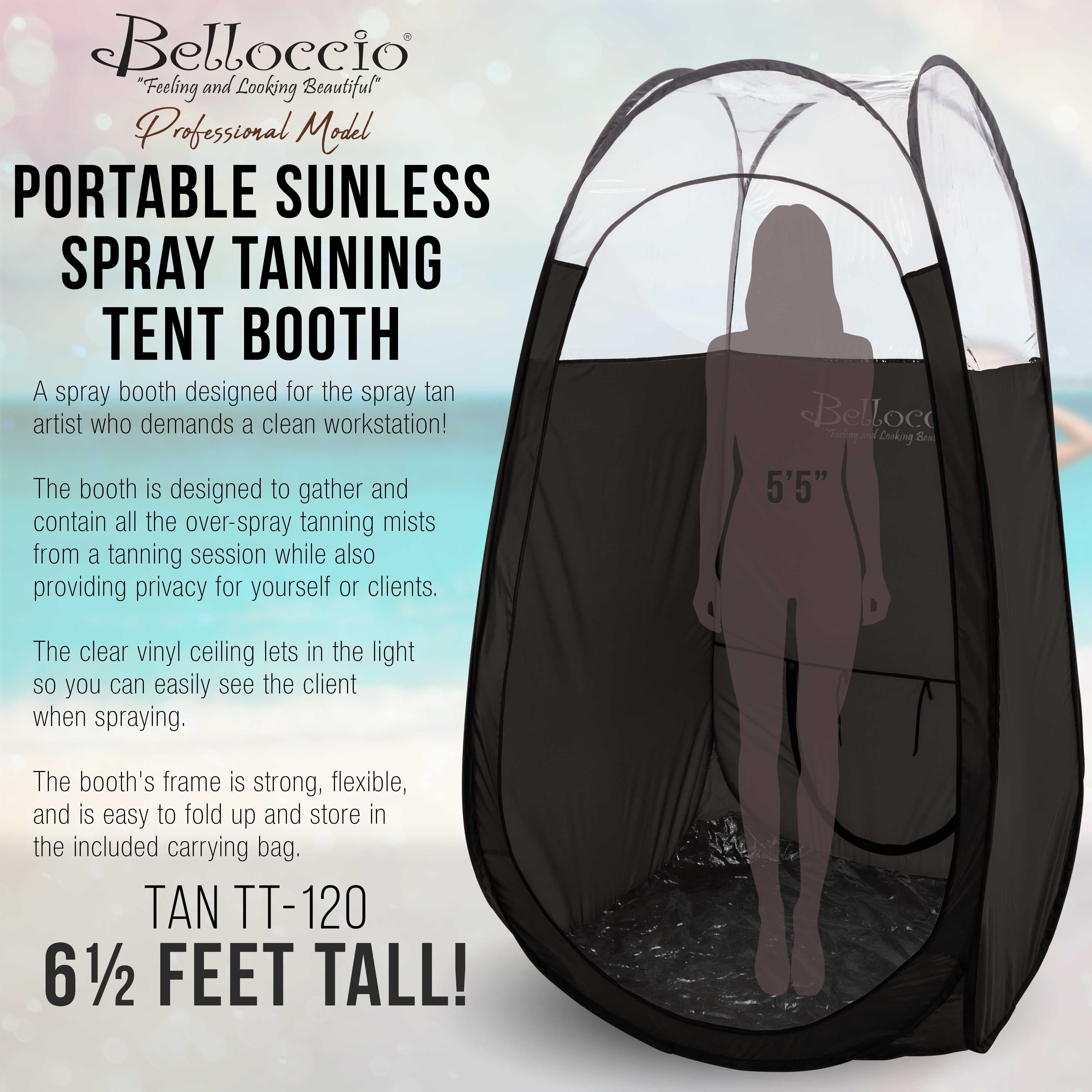 KobbTan Large Deluxe Spray Tanning Pop Up Tent in 1/3 Clear Black Portable  Mobile Tan Booth with Carry Case