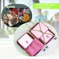 thumbnail image 6 of 6 Pcs/Set Travel Bag Clothing Organizer Multifunctional Storage Bag Mesh Packing Cubes Luggage Organizer Bag, Pink, 6 of 8