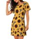 thumbnail image 2 of Fotbe Artistic Zebra Print Sunflower Bata de Dormir para Mujer con Estampado, Camisón de Algodón de Manga Corta, Ropa de Dormir Casual, 2 of 6