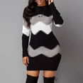 thumbnail image 2 of Vestido de manga larga con cuello alto para mujer, minivestido de punto acanalado, informal, elegante, cálido, otoño e invierno, 2022, 2 of 7