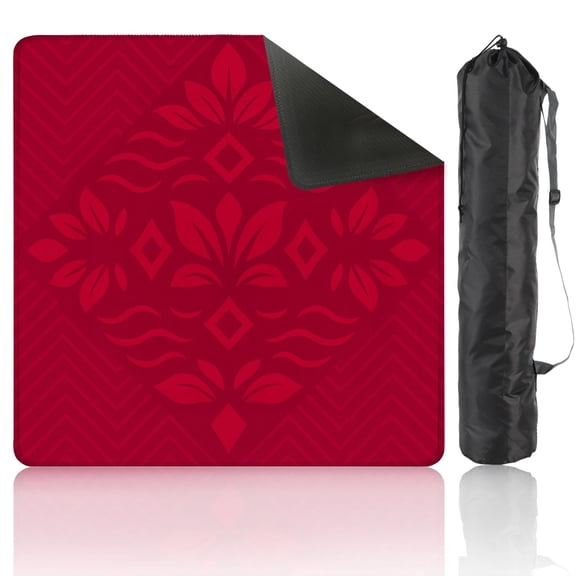 Mahjong Mat 31.5" x 31.5" burgundy zigzag light festive lines Anti-Slip and Noise Reduction Symmetry Design Mahjong Tiles Table Cover for Dominoes Poker Card Board and Tile Games