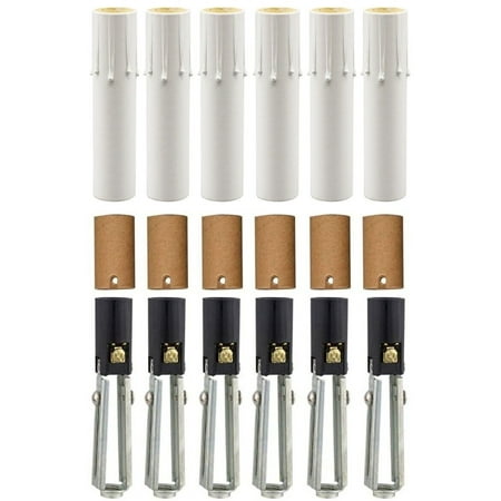 

Chandelier Fixture Socket Kit With 4 Inch White Drip Candle Covers - 6 Sets