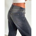 thumbnail image 4 of Women Baggy Jeans Mid-Low Waist Boyfriend Streetwear Vintage Jeans Wide Leg Denim Pants Water-Washed Gray L, 4 of 9