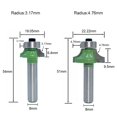 thumbnail image 2 of 6pcs Round Edge Round Cutters With 8mm Shank, Rounded Corner Radius Router Bits, Carbide Router Bits With Bearing For Woodworking:,JU, 2 of 5