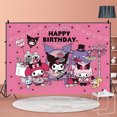 thumbnail image 3 of Decoración para fiesta de cumpleaños con temática de My Melodying, Kuromi, suministros para fiesta de Sanrio Spirit, mantel rosa, vasos, globos, platos de 9 pulgadas, juguete, 3 of 5