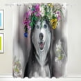 thumbnail image 5 of Coolnut Husky Watercolor Thermal Insulated Blackout Grommet Printed Window Curtain - 84x55 in - 100% Polyester 2 Panels, Stitchingstyles, 5 of 6
