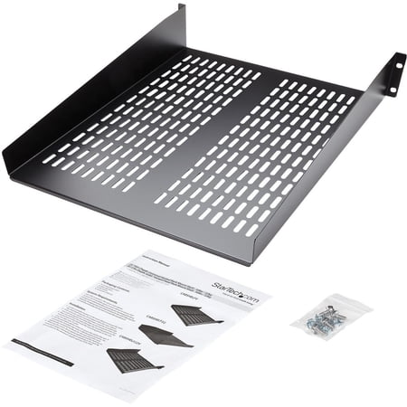 StarTech.com 2U Server Rack Shelf - Universal Vented Rack Mount Cantilever Tray for 19 Network Equipment Rack & Cabinet - Heavy Duty Steel - Weight Capacity 50lb/23kg - 22 Deep Shelf