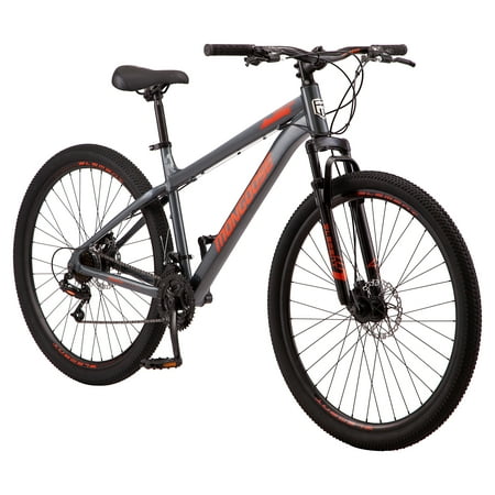 Mongoose Durham mountain bike  21 speeds  29-inch wheels  gray  mens style
