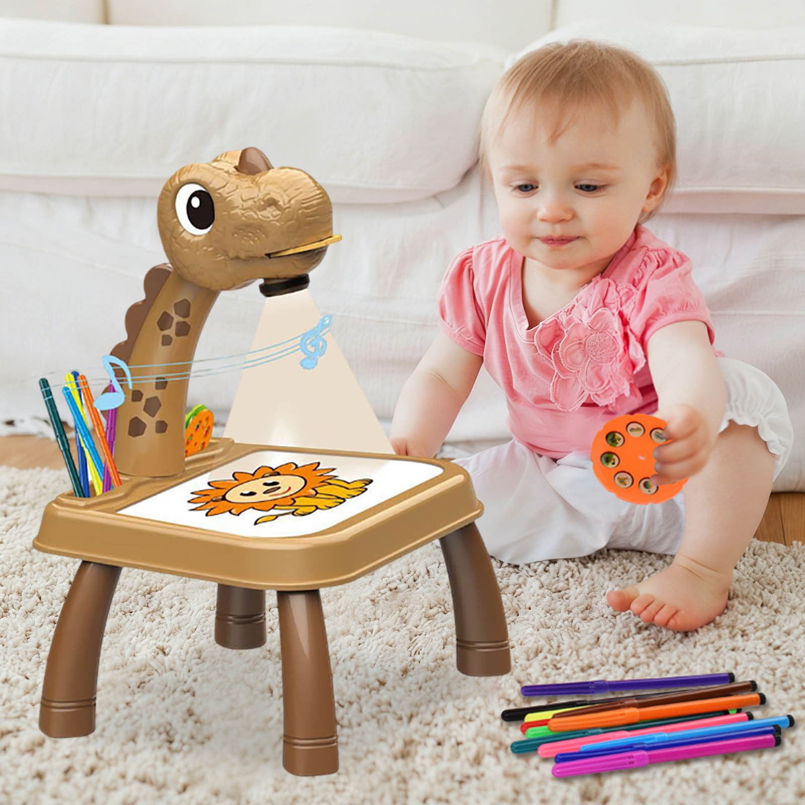 Drawing Projector, Smart Painting Table with Light and Music, Portable Desktop Doodle Board Erasable Tracing Sketching Set, Birthday Gift for Artist, Complete Tool Kit Box for Home Use